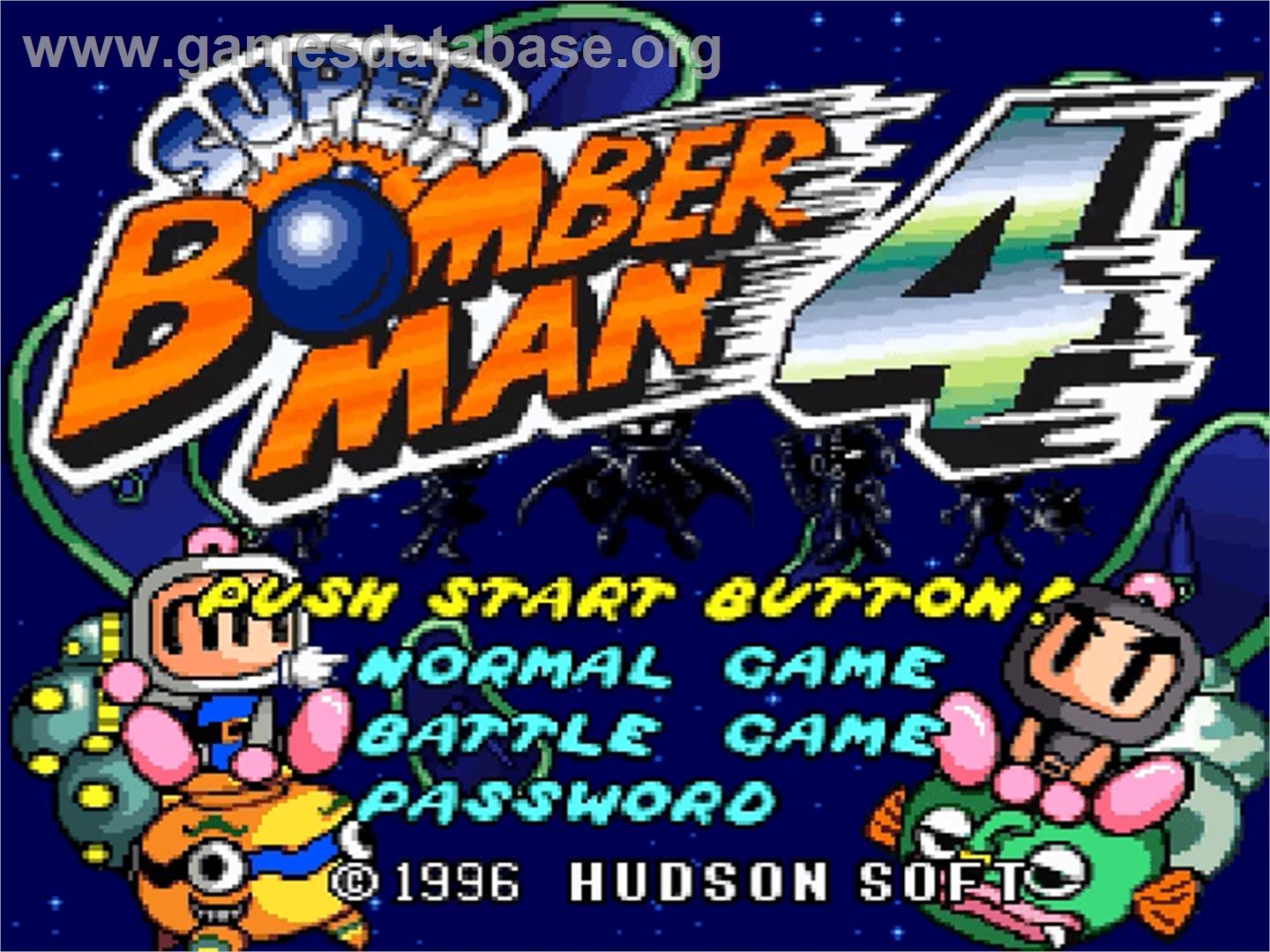Super Bomberman 4 - Nintendo SNES - Artwork - Title Screen