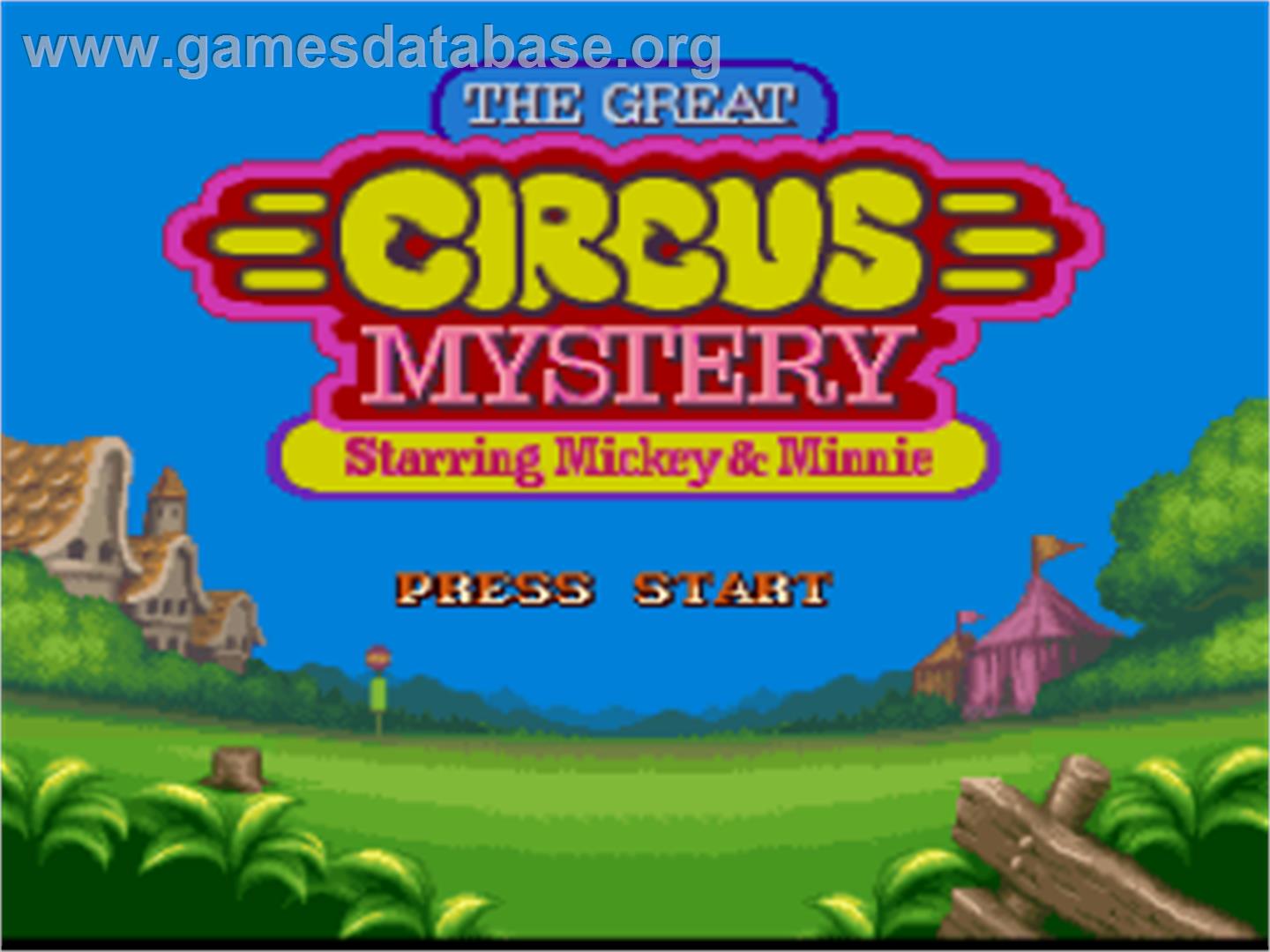 The Great Circus Mystery starring Mickey and Minnie Mouse - Nintendo SNES - Artwork - Title Screen