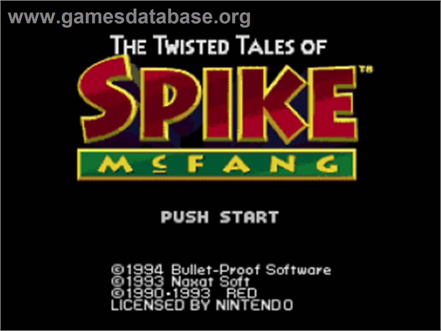 The Twisted Tales of Spike McFang - Nintendo SNES - Artwork - Title Screen