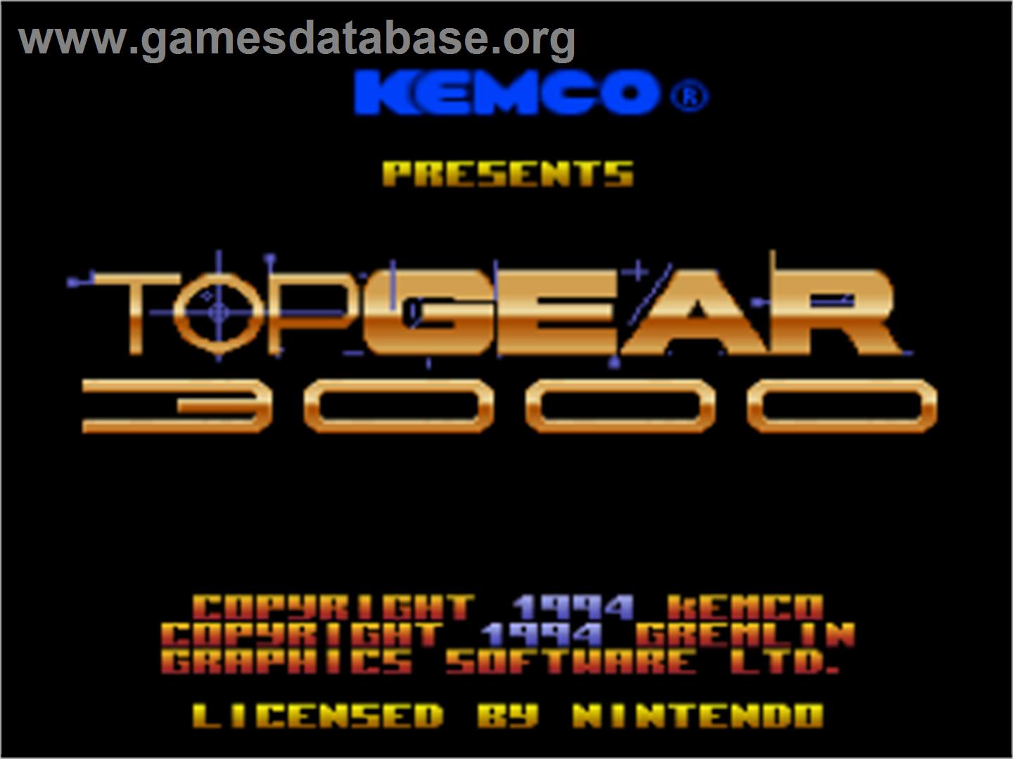 Top Gear 3000 - Nintendo SNES - Artwork - Title Screen