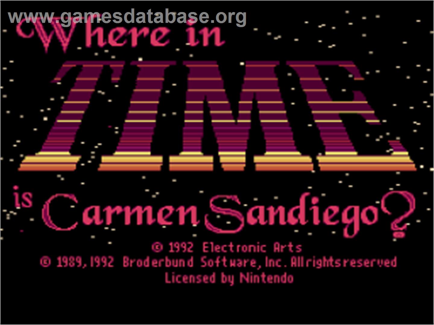 Where in Time is Carmen Sandiego? - Nintendo SNES - Artwork - Title Screen