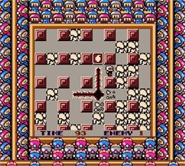 In game image of Bomberman GB on the Nintendo Super Gameboy.