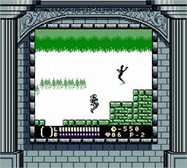 In game image of Castlevania - Legends on the Nintendo Super Gameboy.