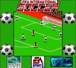In game image of FIFA International Soccer on the Nintendo Super Gameboy.
