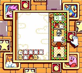 In game image of Kirby's Star Stacker on the Nintendo Super Gameboy.