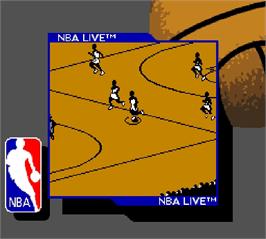 In game image of NBA Live 96 on the Nintendo Super Gameboy.