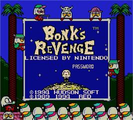 Title screen of Bonk's Revenge on the Nintendo Super Gameboy.