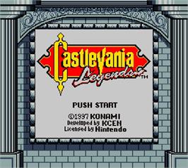 Title screen of Castlevania - Legends on the Nintendo Super Gameboy.