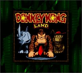 Title screen of Donkey Kong Land on the Nintendo Super Gameboy.