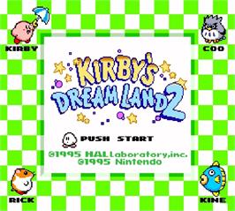 Title screen of Kirby's Dream Land 2 on the Nintendo Super Gameboy.