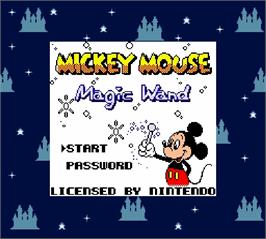 Title screen of Mickey Mouse - Magic Wand on the Nintendo Super Gameboy.