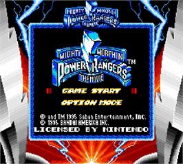 Title screen of Mighty Morphin Power Rangers - The Movie on the Nintendo Super Gameboy.