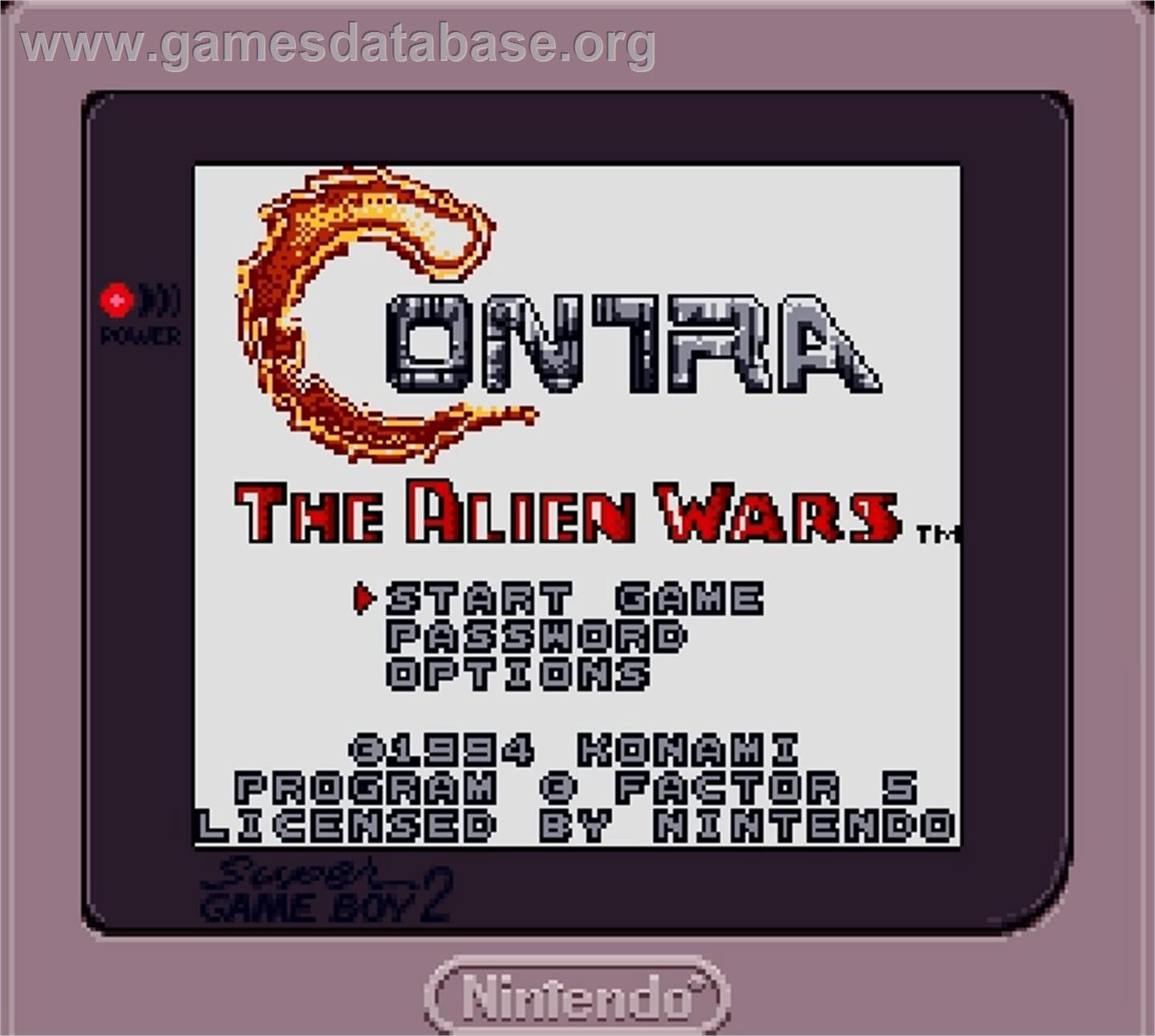 Contra - The Alien Wars - Nintendo Super Gameboy - Artwork - Title Screen
