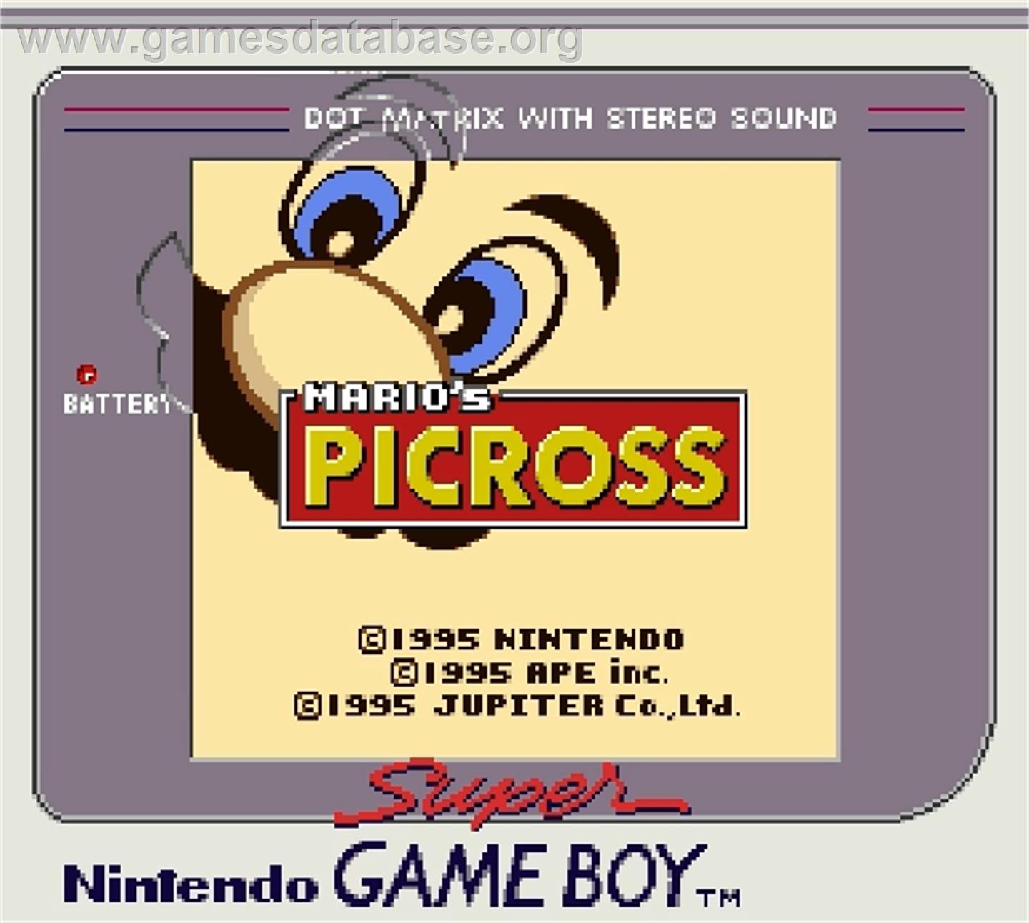 Mario's Picross - Nintendo Super Gameboy - Artwork - Title Screen