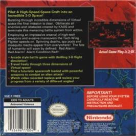 Box back cover for Red Alarm on the Nintendo Virtual Boy.