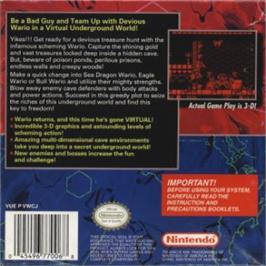 Box back cover for Virtual Boy Wario Land on the Nintendo Virtual Boy.