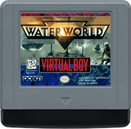 Cartridge artwork for Waterworld on the Nintendo Virtual Boy.