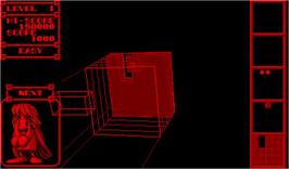 In game image of 3D Tetris on the Nintendo Virtual Boy.