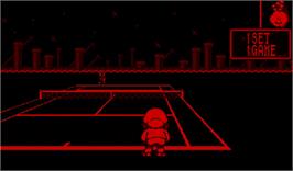 In game image of Mario's Tennis on the Nintendo Virtual Boy.