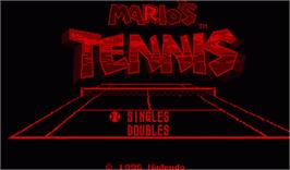 Title screen of Mario's Tennis on the Nintendo Virtual Boy.