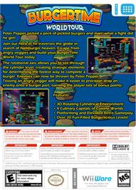 Box back cover for BurgerTime World Tour on the Nintendo WiiWare.