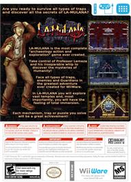 Box back cover for La-Mulana on the Nintendo WiiWare.