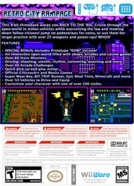 Box back cover for Retro City Rampage on the Nintendo WiiWare.