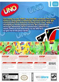 Box back cover for UNO on the Nintendo WiiWare.