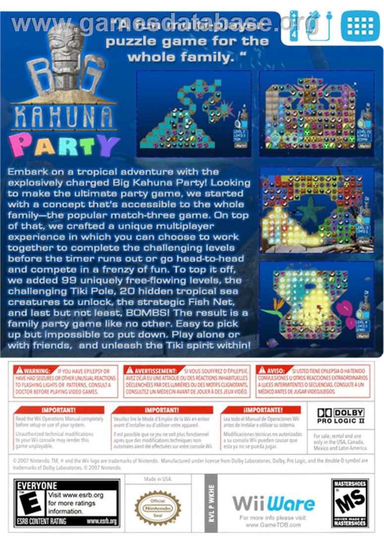 Big Kahuna Party - Nintendo WiiWare - Artwork - Box Back