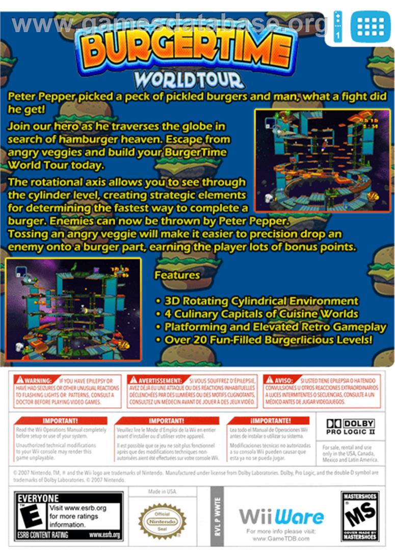 BurgerTime World Tour - Nintendo WiiWare - Artwork - Box Back