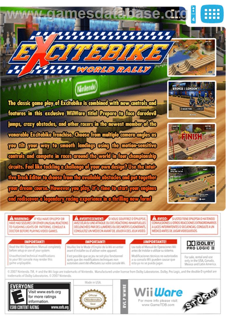 Excitebike - World Rally - Nintendo WiiWare - Artwork - Box Back
