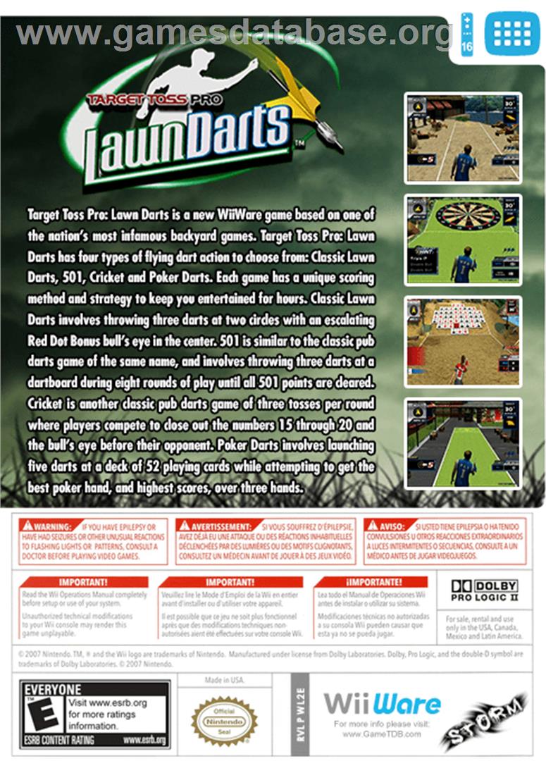 Target Toss Pro - Lawn Darts - Nintendo WiiWare - Artwork - Box Back