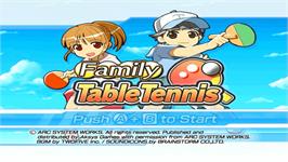 Title screen of Family Table Tennis on the Nintendo WiiWare.
