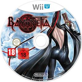 Artwork on the Disc for Bayonetta on the Nintendo Wii U.