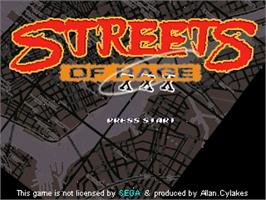 Title screen of Streets Of Rage XXX on the OpenBOR.