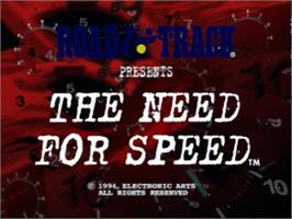 Title screen of Need for Speed on the Panasonic 3DO.