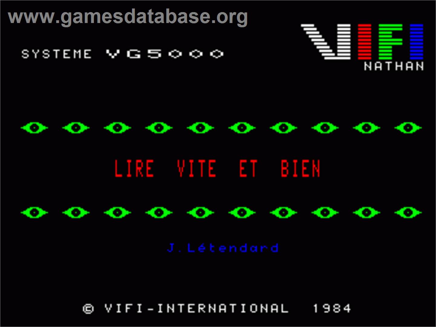 Lire Vite Et Bien - Philips VG 5000 - Artwork - In Game