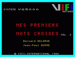 Title screen of Mes Premiers Mots Croises - Volume 2 on the Philips VG 5000.