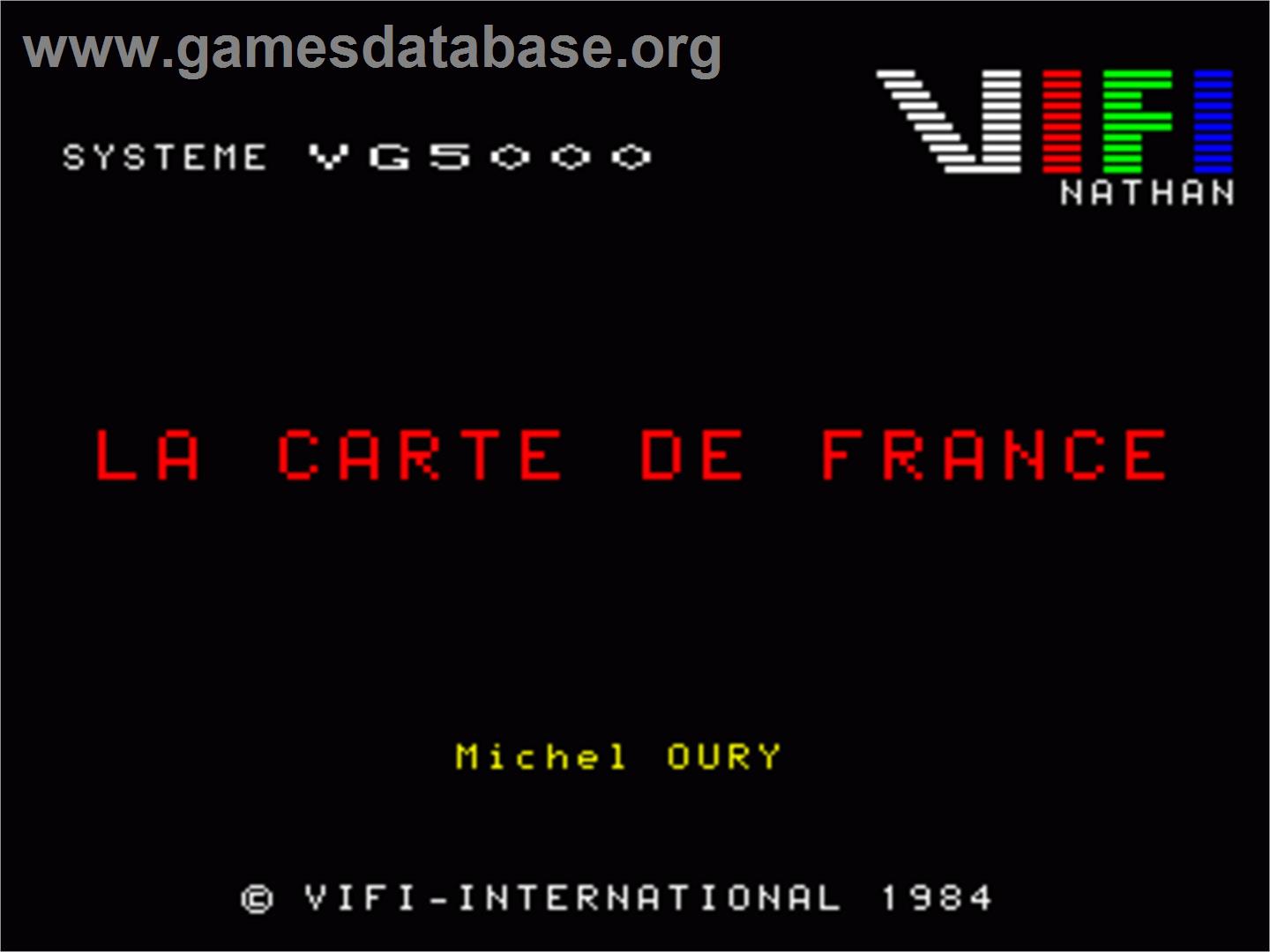 Carte De France - Philips VG 5000 - Artwork - Title Screen