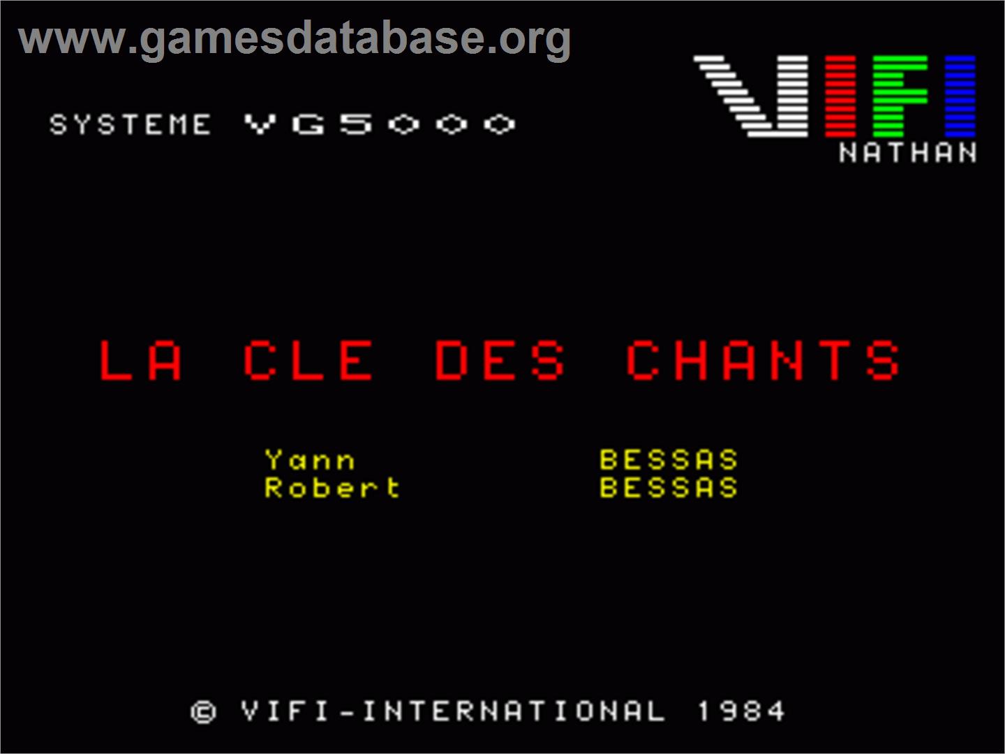 Cle Des Chants, La - Philips VG 5000 - Artwork - Title Screen
