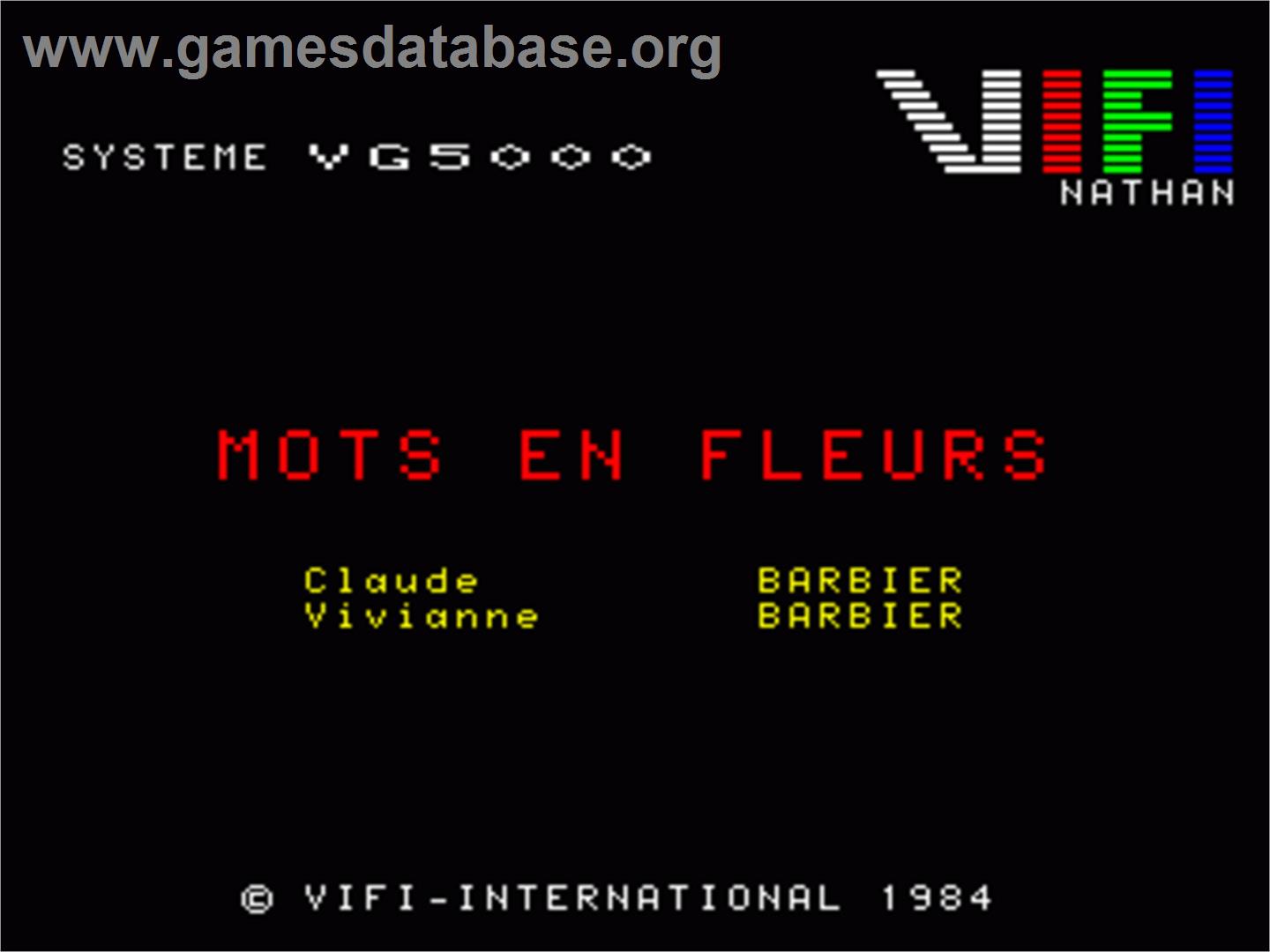 Mots En Fleurs - Philips VG 5000 - Artwork - Title Screen