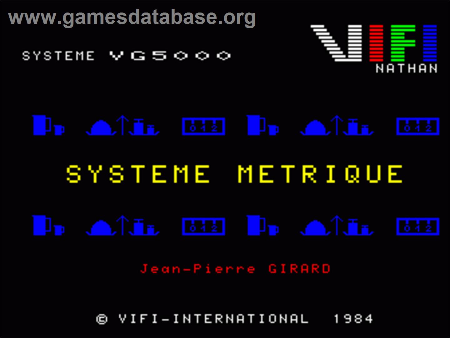 Systeme Metrique - Philips VG 5000 - Artwork - Title Screen