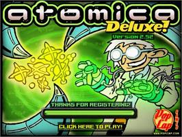 Title screen of Atomica Deluxe on the PopCap.