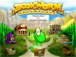 Title screen of Bookworm Adventures Deluxe on the PopCap.