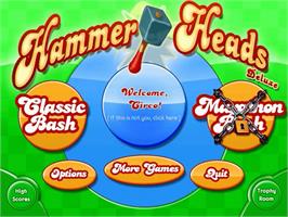 Title screen of Hammer Heads Deluxe on the PopCap.
