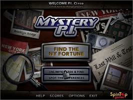 Title screen of Mystery PI - The New York Fortune on the PopCap.