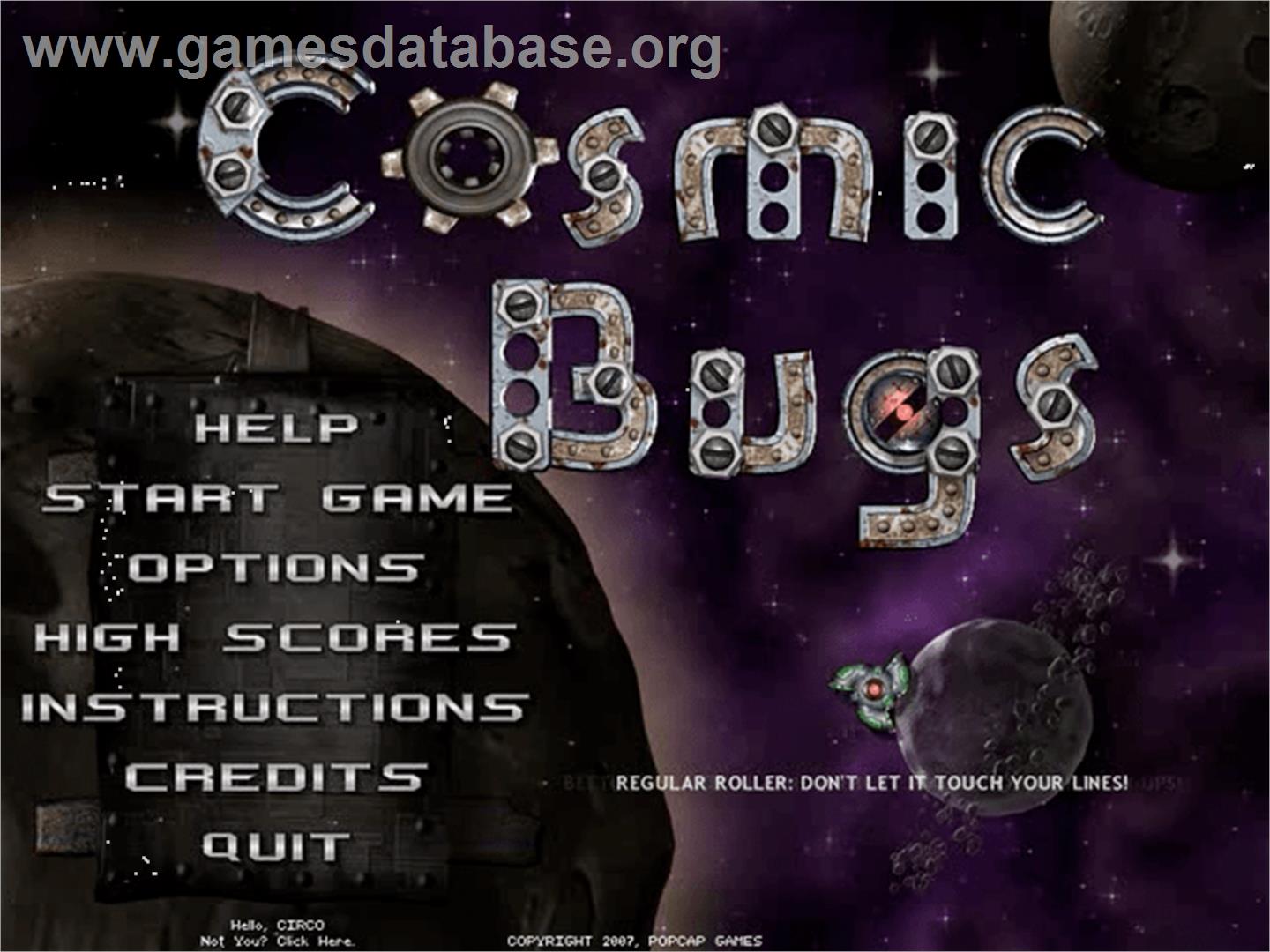 Cosmic Bugs - PopCap - Artwork - Title Screen