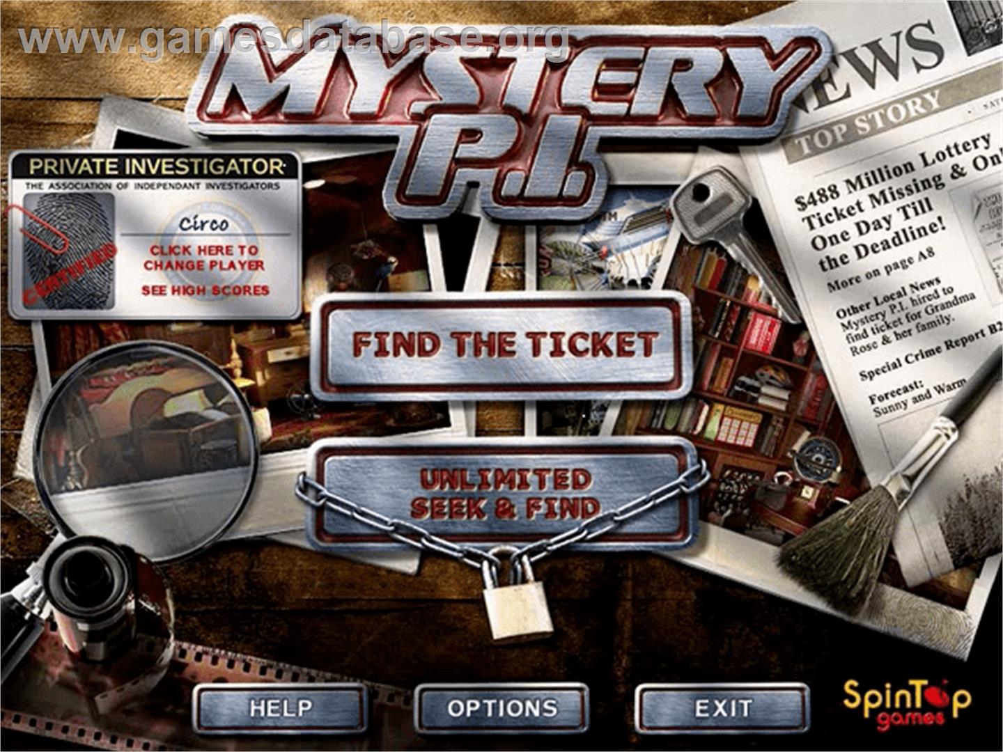 Mystery PI - The Lottery Ticket - PopCap - Artwork - Title Screen