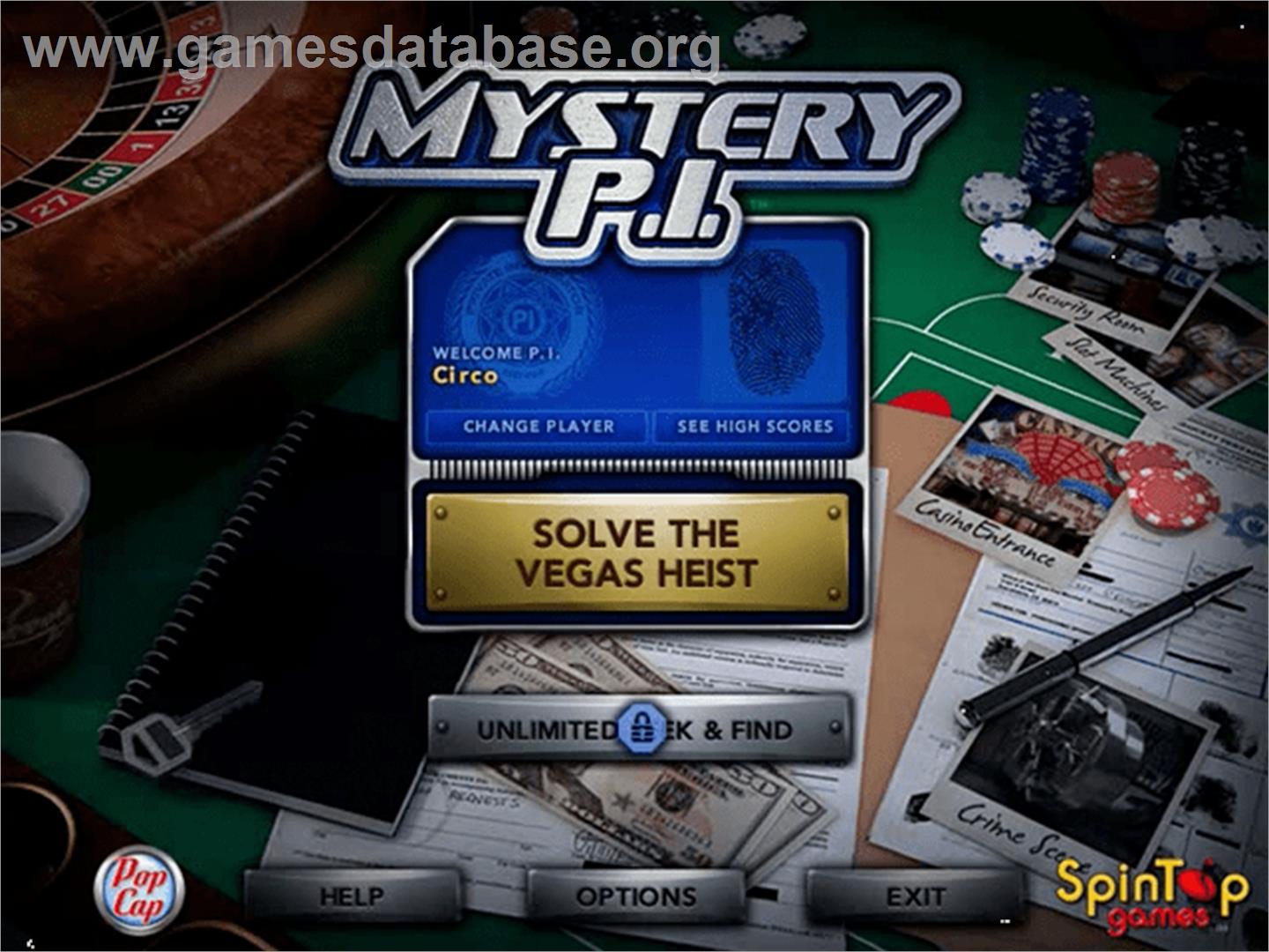 Mystery PI - The Vegas Heist - PopCap - Artwork - Title Screen
