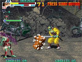 In game image of Sengoku 3 on the SNK Neo-Geo AES.